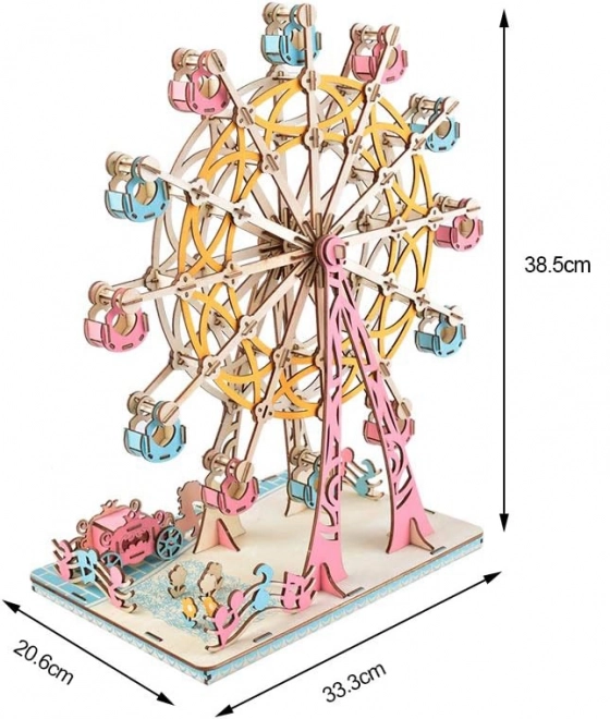 Puzzle 3D din lemn - Roată rusească pastel