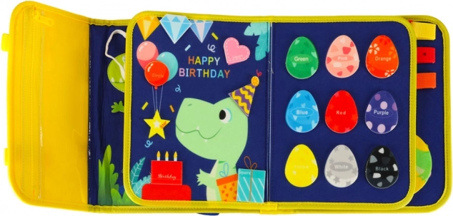 Placă senzorială Montessori cu temă de dinozaur albastră