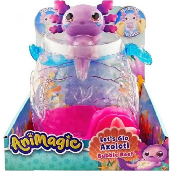 Axolotl luminos în acvariu