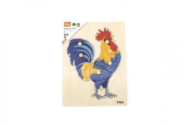 Puzzle montessori din lemn - cocoș