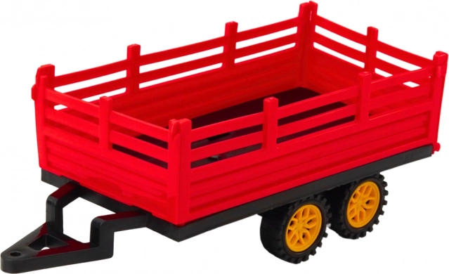 Tractor agricol roșu controlat de la distanță cu remorcă