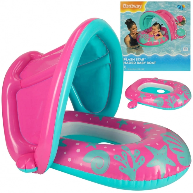 BESTWAY 34091 Barcă gonflabilă pentru copii cu scaun și copertină roz 1-2 ani 18 kg