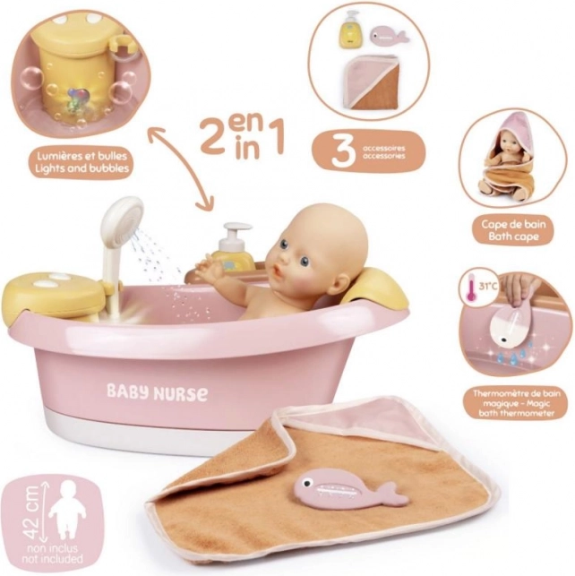 Cadă pentru păpuși Smoby Baby Nurse cu duș electronic