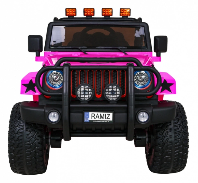 Mașină de teren Monster 4x4 jeep pentru copii Roz + Telecomandă + Reglare scaun + Pornire lentă + MP3 LED + Suport bagaje + Rucsac