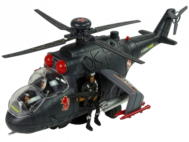 Elicopter cu aripi uriașe și efecte luminoase