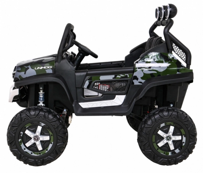 Mercedes Benz Unimog pentru copii Moro lak + tracțiune 4x4 + telecomandă + spațiu bagaje + pornire lentă + MP3 LED