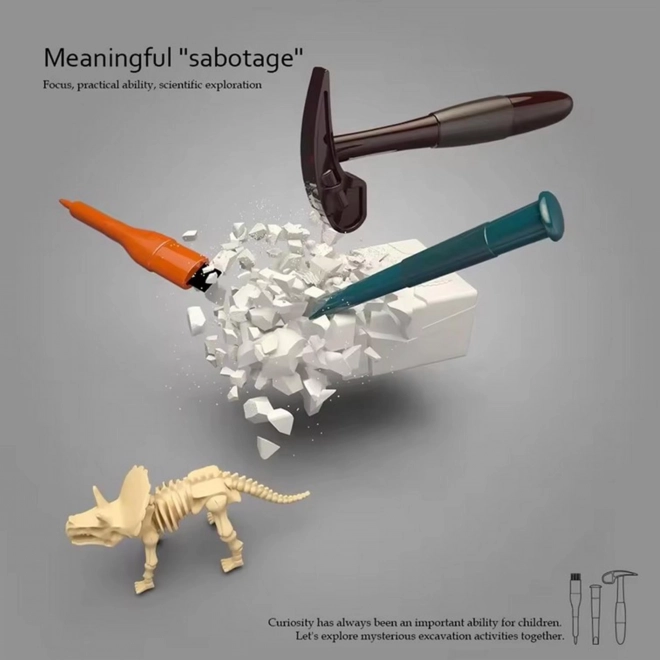 Set arheologic pentru copii Mic Arheolog cu 6 schelete de dinozauri
