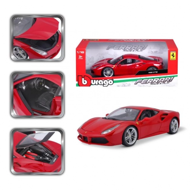 Model de mașină Ferrari 488 GTB roșu la scara 1:18