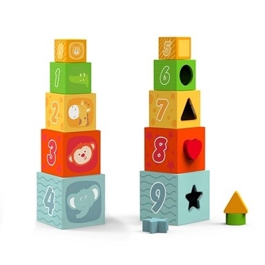 Puzzle în formă de cuburi din lemn Babu