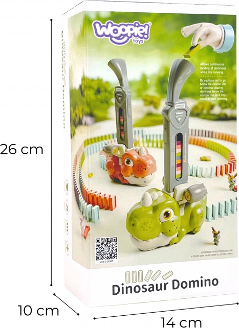 Dinozaur interactiv Domino tren WOOPIE, verde, set 8 buc