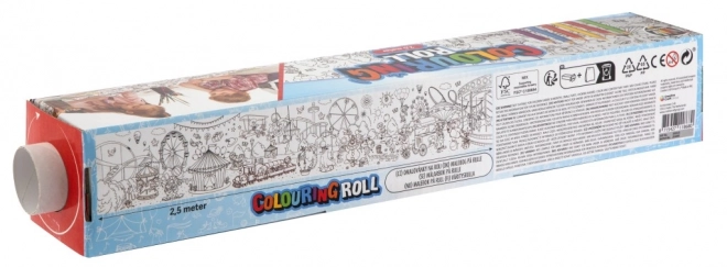 Rolă de colorat cu desene preimprimate și creioane colorate