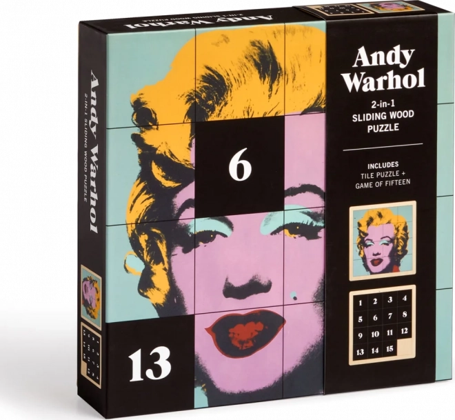 Puzzle din lemn glisant Andy Warhol: Marilyn 2-in-1