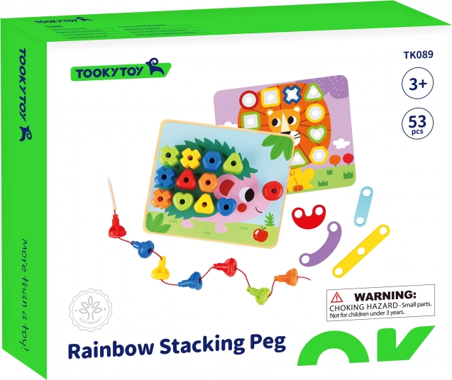 Tooky Toy tablă multifuncțională cu șuruburi colorate pentru învățarea formelor