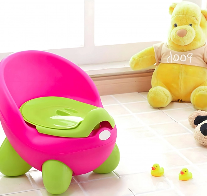 Oliță ergonomică copii cu insert detasabil și picioare antiderapante Roz-Verde Ecotoys