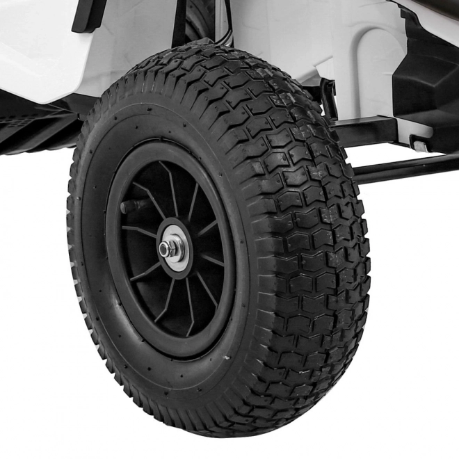 Baterie pentru copii ATV Air Quad Alb + roți gonflabile + radio MP3 + pornire gratuită