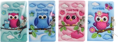 Carnet cu bufniţe cu încuietoare sigură