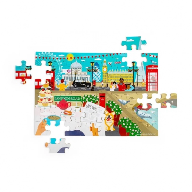 Puzzle din lemn cu podea - Londra Bigjigs Toys