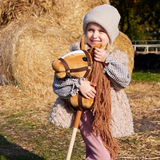 Cal de lemn pe băț Hobby Horse HOPPIHORSE Maro castaniu