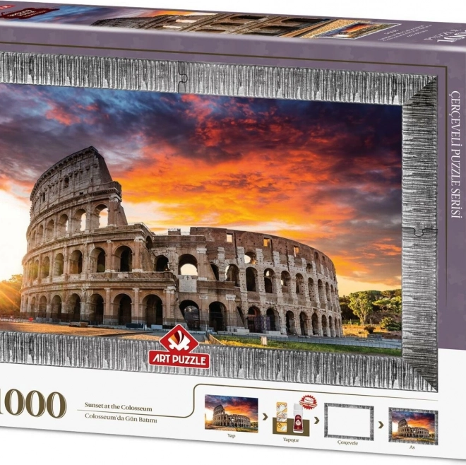 Puzzle apus de soare peste Colosseum cu lipici și ramă 1000 de piese