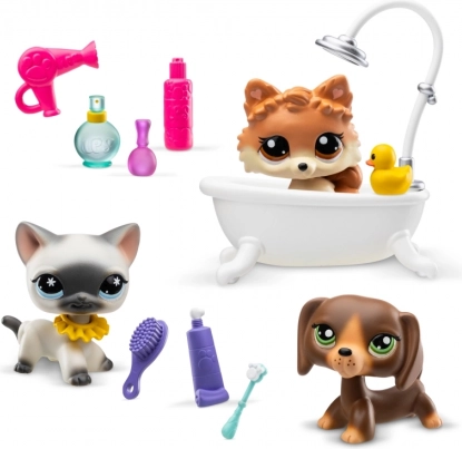Set de baie Littlest Pet Shop cu 3 animăluțe