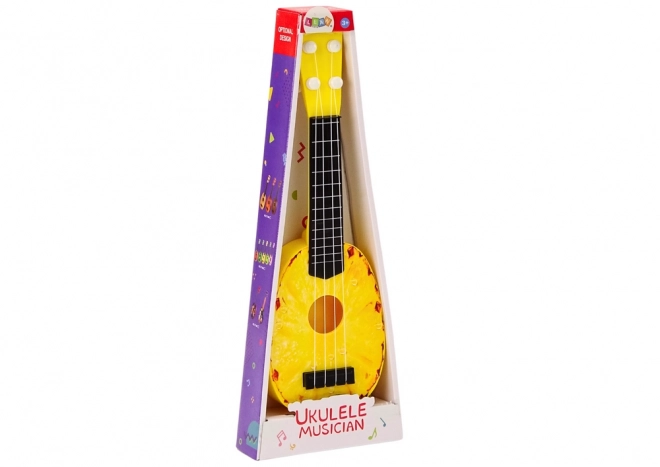 Ukulele mini pentru copii motive ananas galben