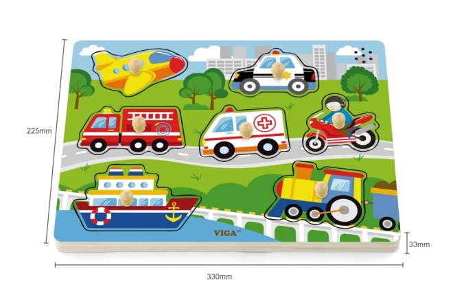 Puzzle din lemn cu sunete Vehicule