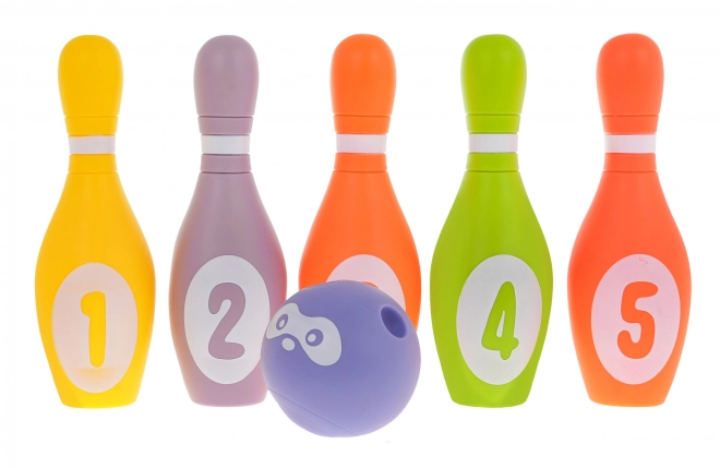 Set bowling din spumă cu minge pentru copii 6m+ culori pastel și sunet