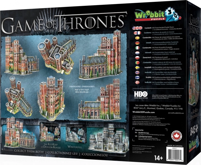 Puzzle 3D Red Keep inspirat de Game of Thrones