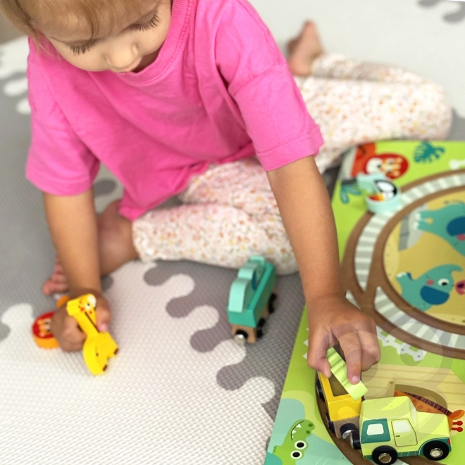 Tren de lemn cu tematică zoo de la Tooky Toy