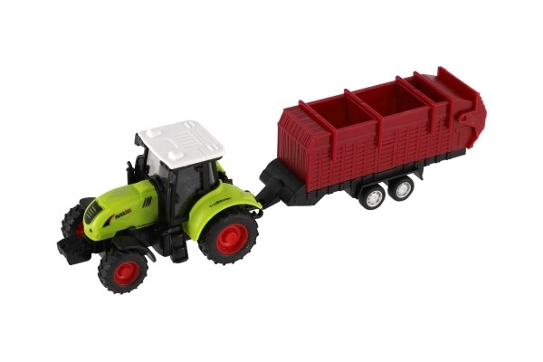 Tractor cu remorcă din plastic 24cm cu fricțiune