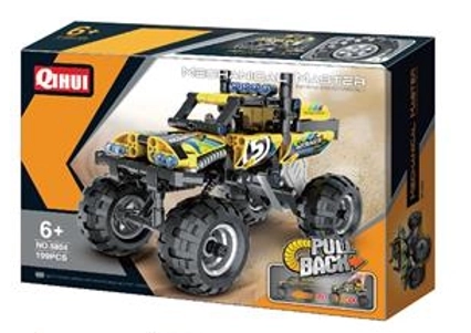 Set de construcție vehicul off-road galben cu mecanism de pull-back