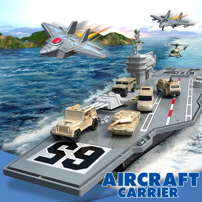 Portavion militar mare cu tancuri și avioane 70cm