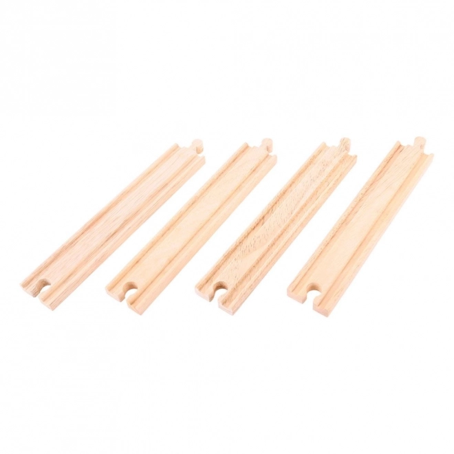 Șine drepte lungi Bigjigs Rail 21 cm set 4 bucăți