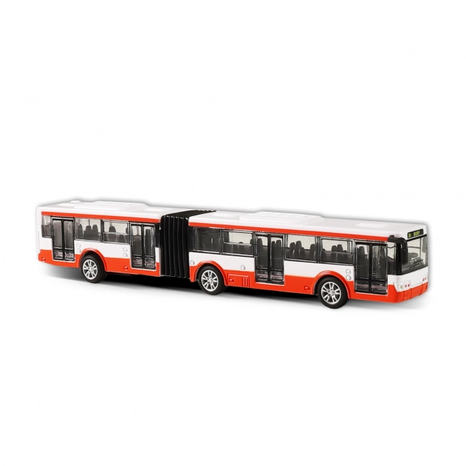 Autobuz articulat metalic roșu