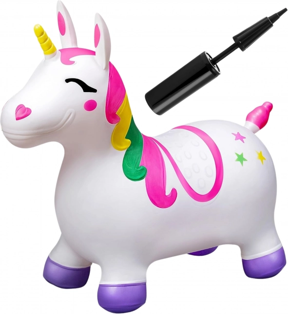 Unicorn săltător alb cu pompă Woopie