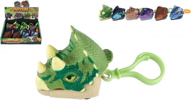 Breloc dinosaure pe chei cu propulsie cu volant 6 cm