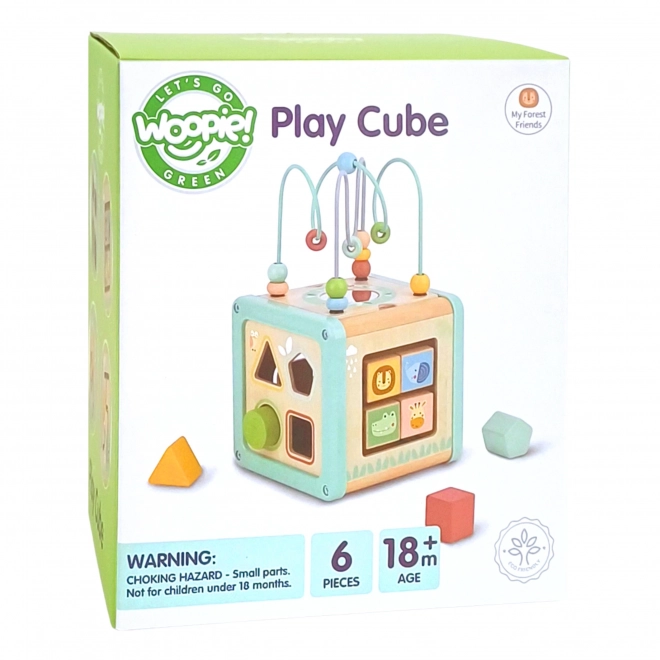 Cub educațional multifuncțional WOOPIE GREEN din lemn