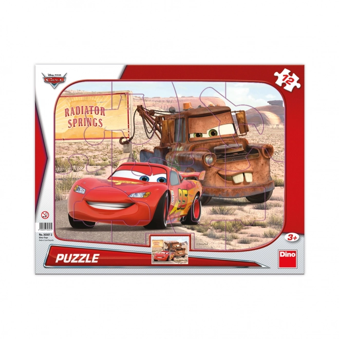 Puzzle Dino Cars: Fulger și Bucșă 12 piese