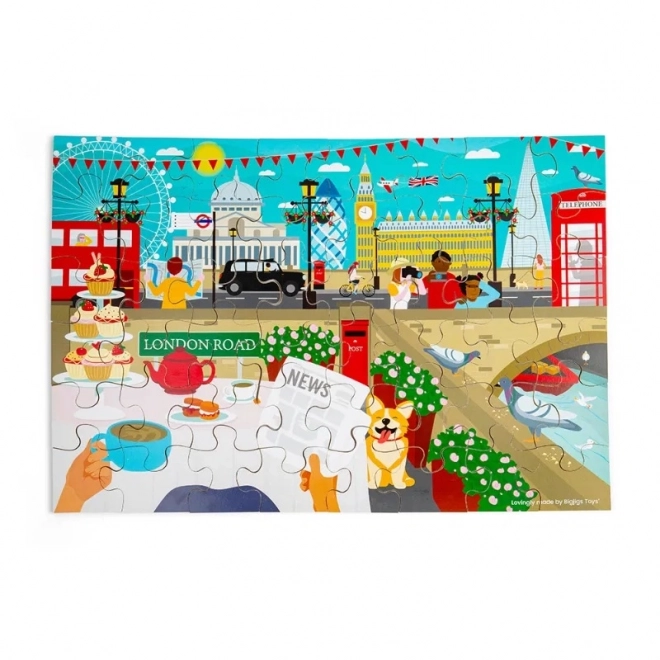 Puzzle din lemn cu podea - Londra Bigjigs Toys