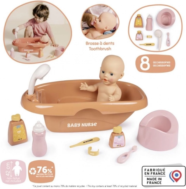 Cadă pentru păpuși Baby Nurse cu accesorii