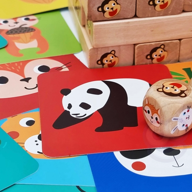 Joc din lemn Jenga Animale TOOKY TOY