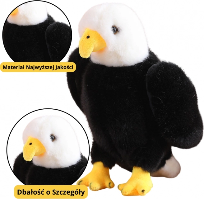 Vultur din pluș alb-negru 25 cm