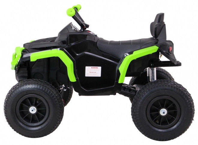 ATV electric pentru copii Air quad negru-verde + roți gonflabile + radio MP3 + start lent