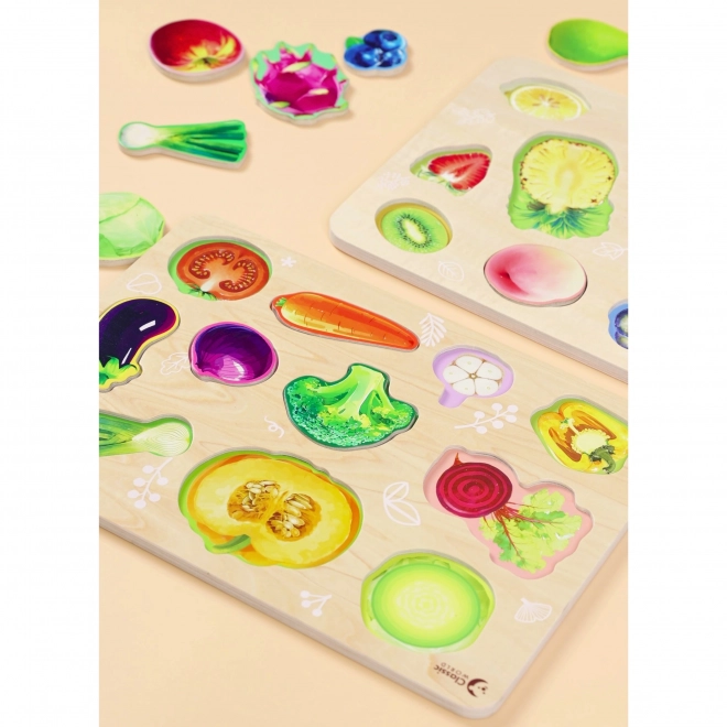 Puzzle din lemn Montessori legume