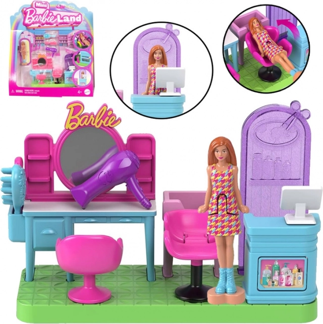 Barbie Mini BarbieLand - Salon de coafură cu păpușă Barbie mini mobilă