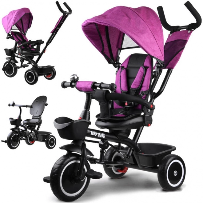 Tricicletă pentru copii Tiny Bike 3 în 1 cu parasolar – roz