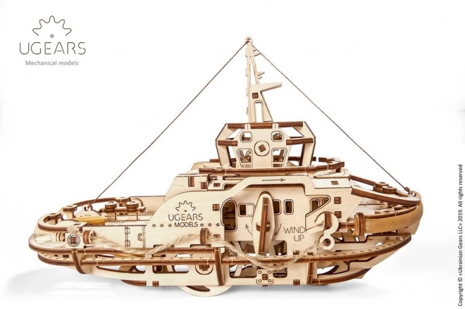 Puzzle mecanic din lemn remorcher Ugears