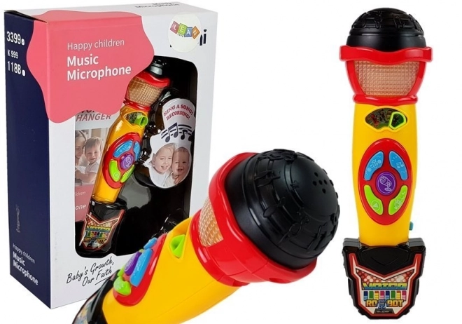 Microfon karaoke galben-negru pentru copii