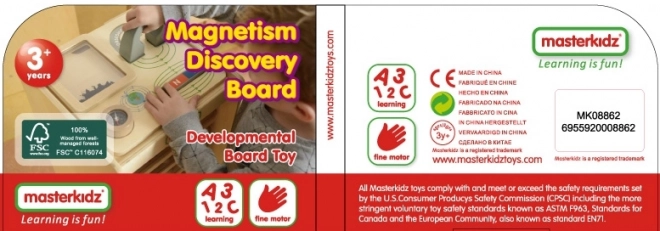 Tablă educativă magnetică cu busolă Masterkidz Montessori
