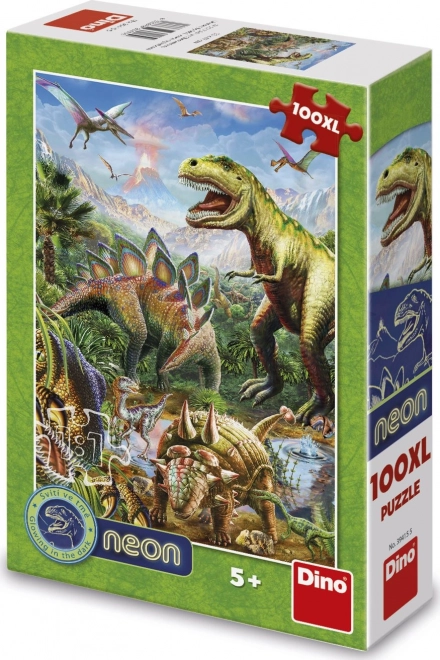 Puzzle Luminos Dinozauri XL 100 piese